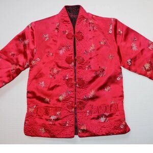 Child's Reversible Silk Jacket Eastern Theme Costume Far East Red Purple China